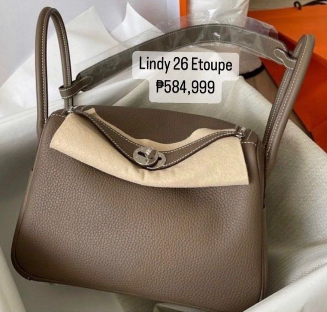 HERMES Taurillon Clemence Lindy 26 Etoupe 1270866
