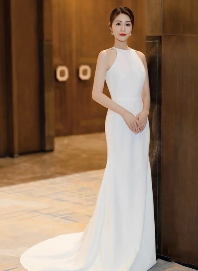 Brand New Racerback White Gown
