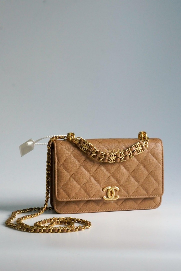 Brand New Chanel 22K Wallet On Chain (WOC) with handle Caviar Dark Beige  Aged Gold Hardware (microchip), Luxury, Bags & Wallets on Carousell