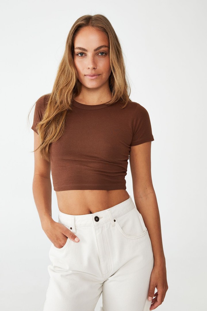 Brown Crop Top Women #39 s Fashion Tops Shirts on Carousell
