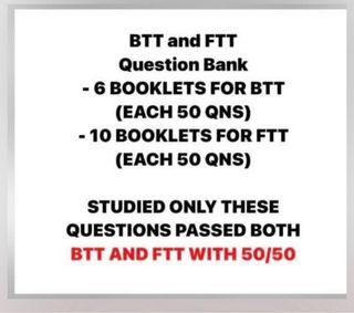 BTT FTT QUESTION BANK BBDC CDC SSDC THEORY TEST