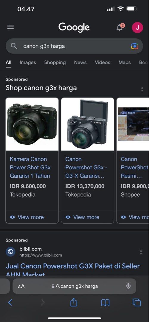 harga canon g3x