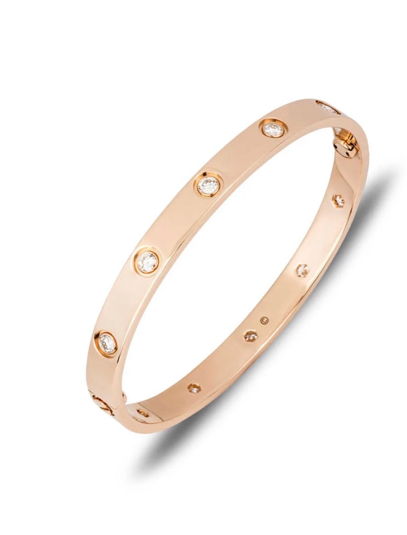 Cartier rose gold bracelet top with diamonds