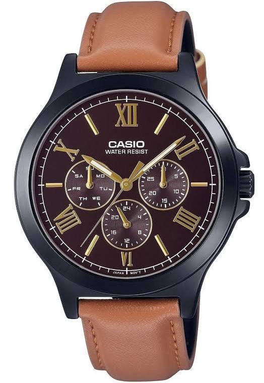 Casio General MTP V300BL 5A Brown Leather Band Men Watch Luxury
