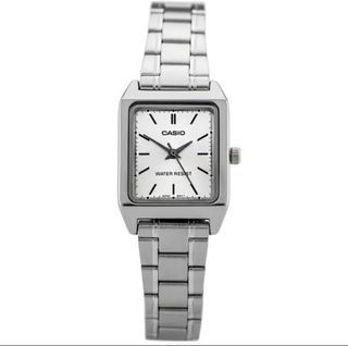 Casio LTP-V007D “Cartier” Style Stainless Steel Strap Silver Dial Women Watch