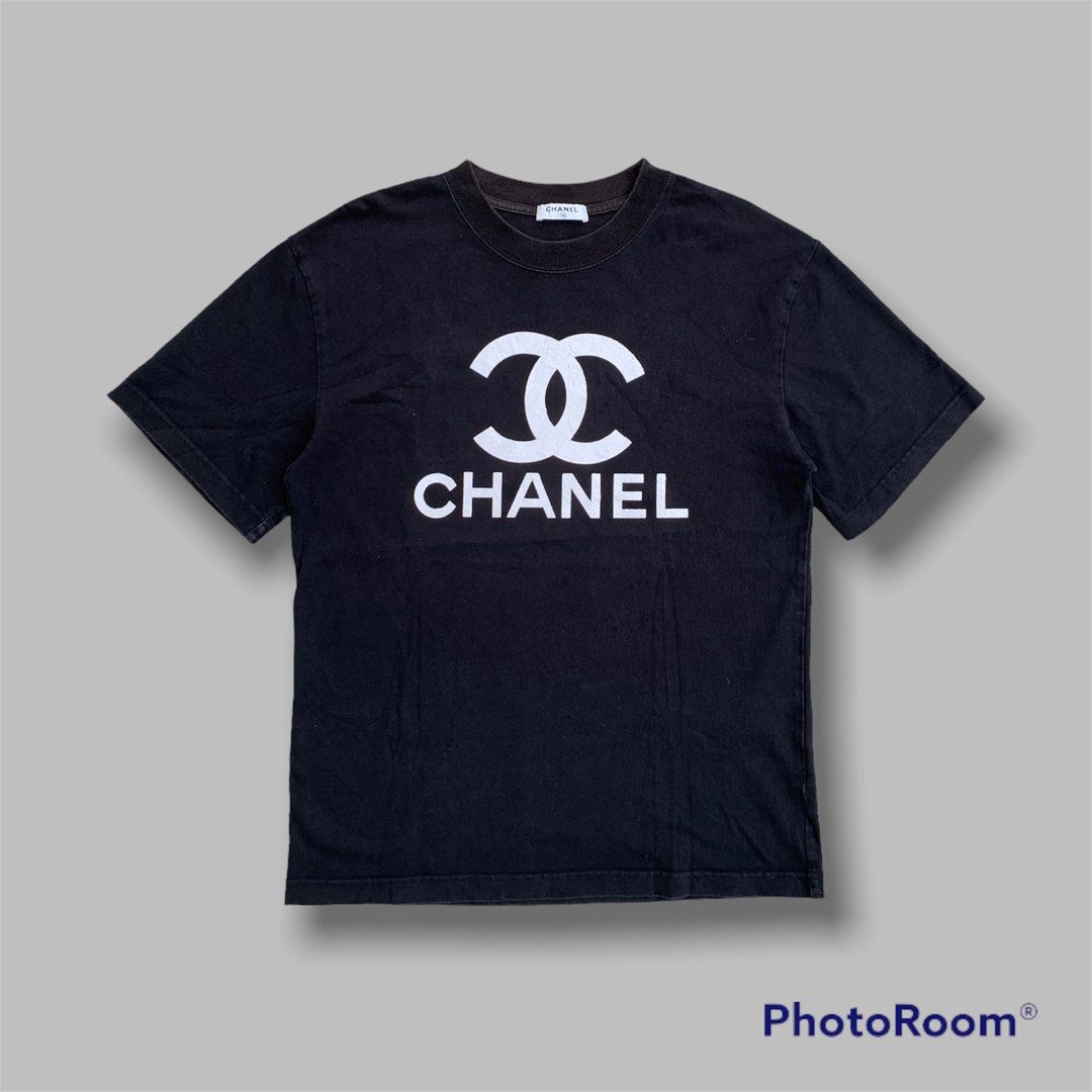 VINTAGE CHANEL CC LOGO TEE WITH RHINESTONE  Depop