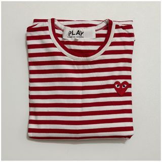 COMME DES GARCONS PLAY Striped Big Heart Long Sleeve Tee