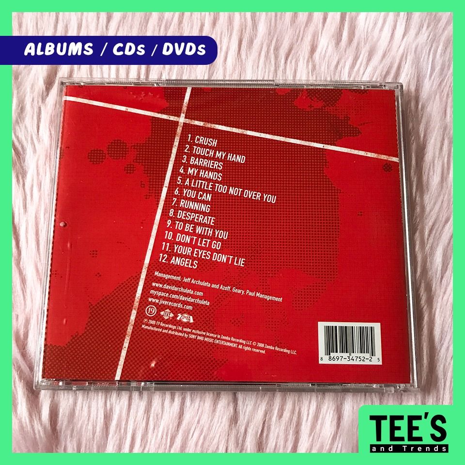 David Archuleta - David Archuleta Album (Category: CDs & DVDs) located in Binan City. Submitted by tees.trends.shop (Listing ID 1201754868, Image 3). Description: ✔ Fully-Refurbished ✔ Excellent Condition ✔ Good as new ✔ Sealed in Resealable Plastic ✔ Replaced with brand new jewel case Price is slightly negotiable. PM us to order and transact. To see more available items, check our account - tees.trends.shop.