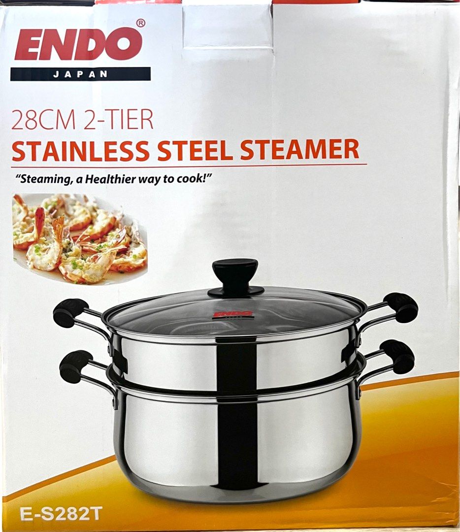 Endo 28cm Premium 18/10 Quality S/Steel 2tier Steamer, Furniture & Home Living, Kitchenware