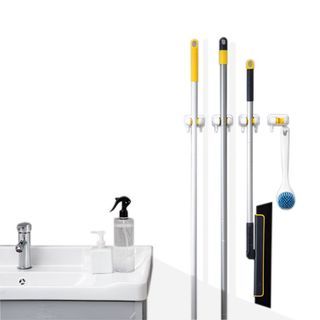 Eyliden Mop Broom Holder Non Punch Adhesive Wall Mounted Hooks for Tool Organizer