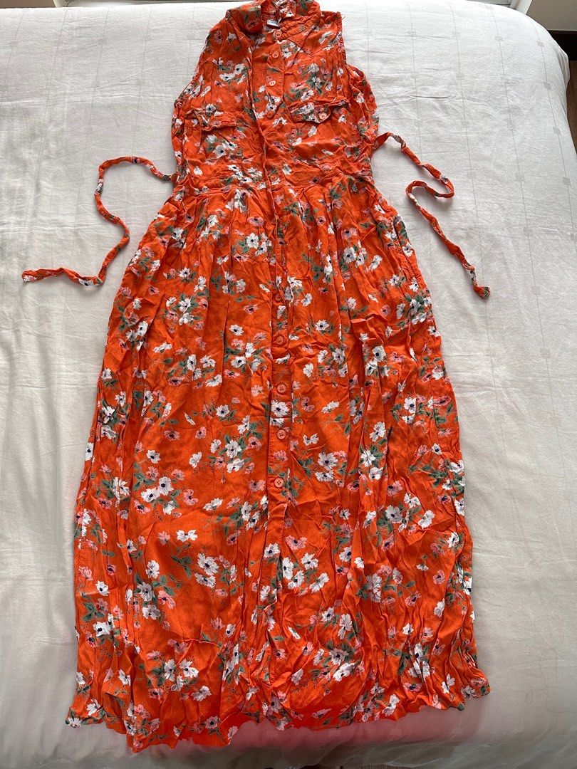 Floral Orange Maxi Dress (Category: Dresses) located in Makati City. Submitted by cbcchua (Listing ID 1201736763, Image 1). Description: Bought this in Australia and worn once for fitting. RFS: Orange is not my color. .