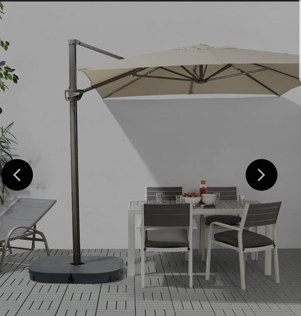 Housse De Rechange Pour Parasol Seglarö/Seglaro 330 X 240 Cm - Tissu RipStop Gris, 8 Rayons
