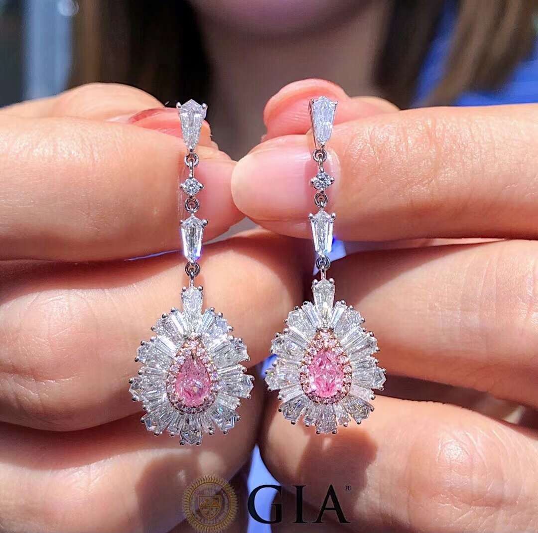 Natural pink diamond earrings hotsell