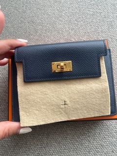 Hermes Kelly Pocket Compact wallet Etain Epsom