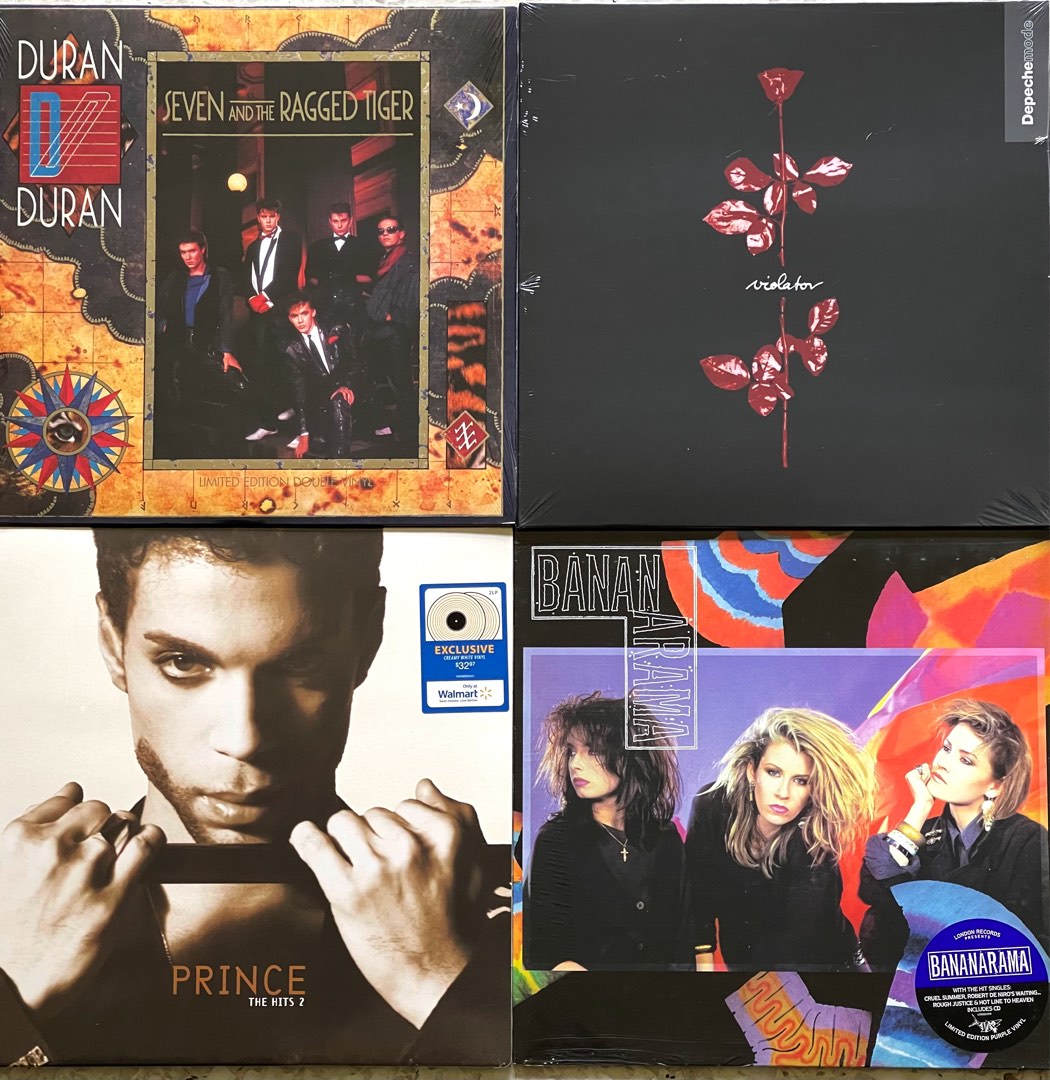 Hit albums (on vinyl) by Bananarama, Depeche Mode, Duran Duran and