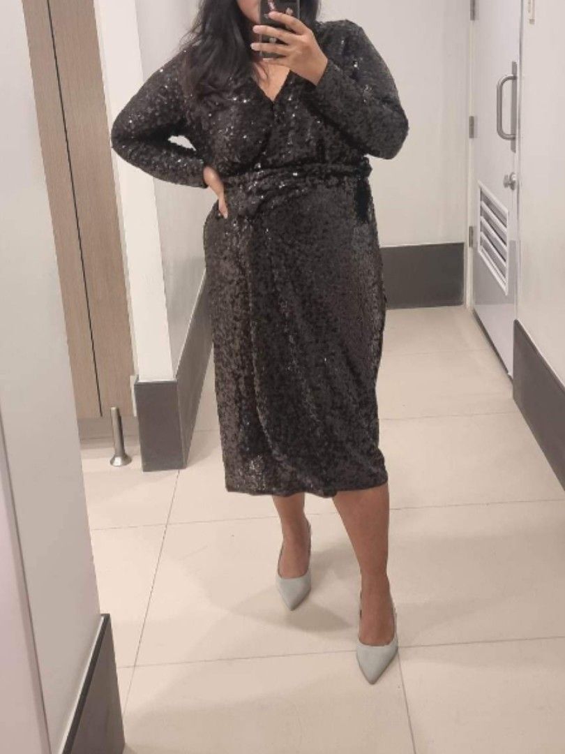 sachin and babi light blue dress Rabanne H&M Embellished Chiffon Dress Black - FW23 main image 0