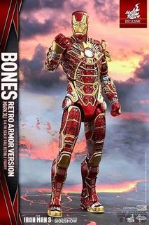 Hot Toys 1/6 Scale Iron Man 3 Bones Mark XLI MMS412 (Retro Armor Version) and Bones Mark 41 MS251 Avengers Infinity War End Game