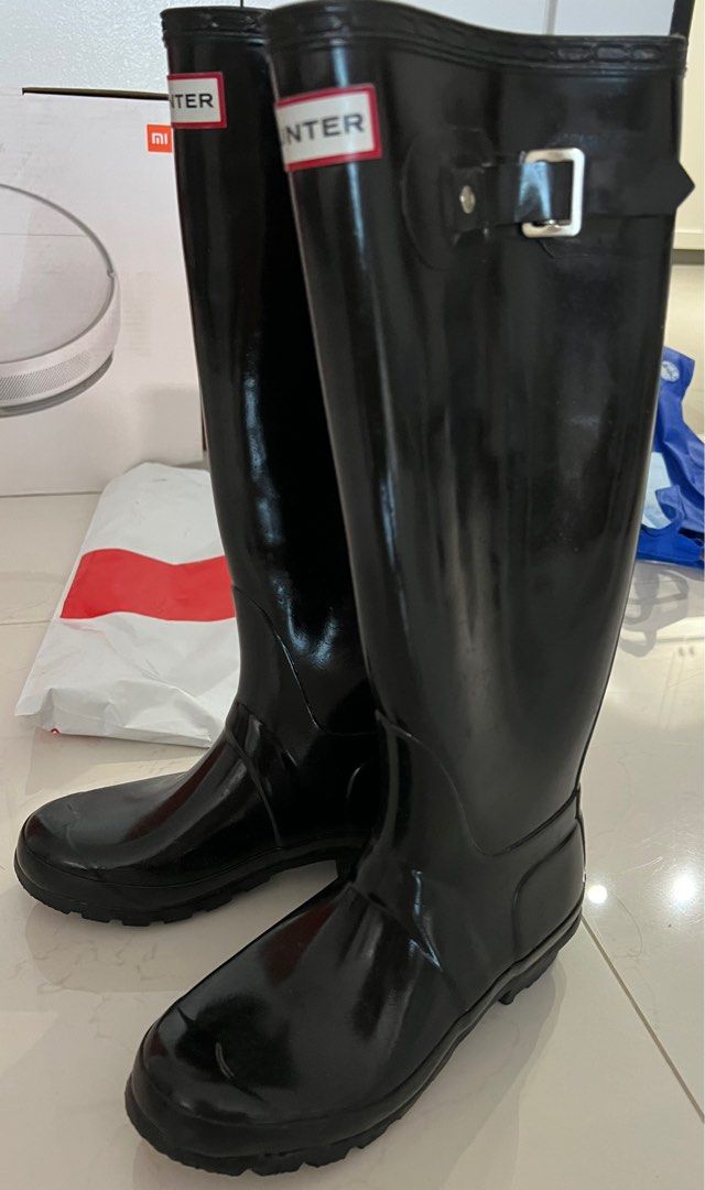 Hunter Rain boots original gloss tall black size UK3 Women s