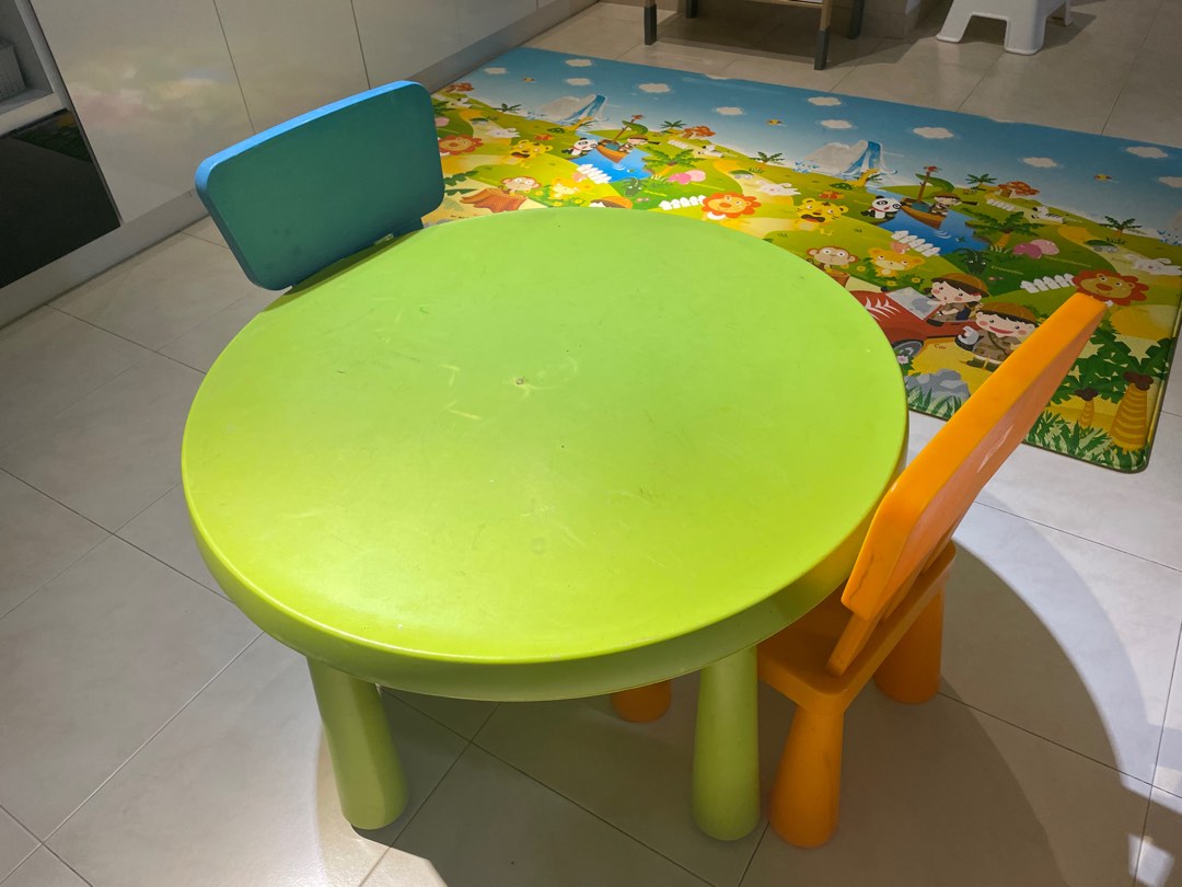 Ikea children’s MAMMUT table and chair, Furniture & Home Living