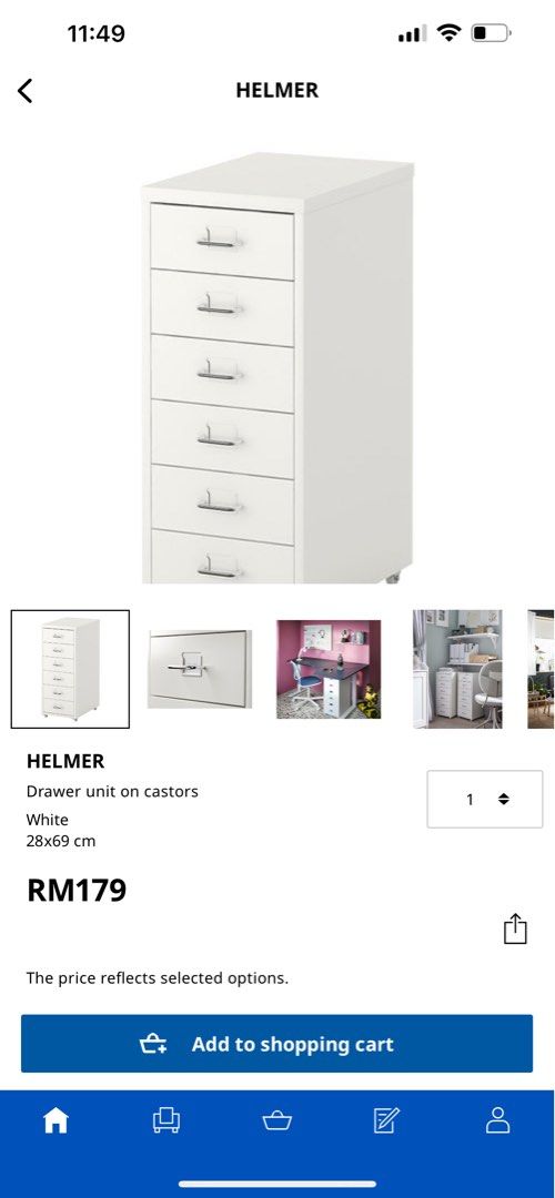 Ikea Helmer drawer unit (white), Furniture & Home Living, Furniture