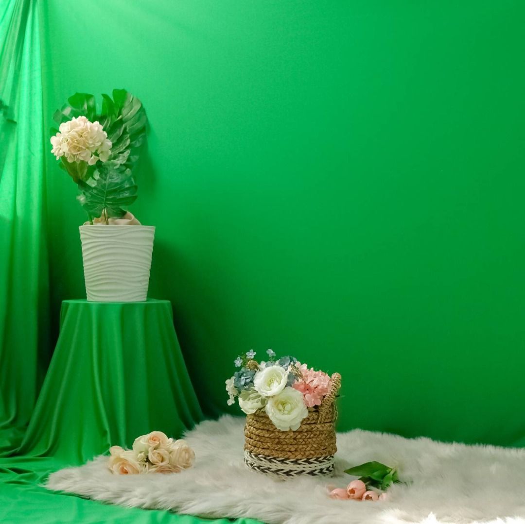 KAIN BACKDROP BACKGROUND DEKORASI DECOR POLOS LAYAR FOTO LATAR HIJAU