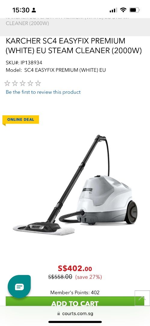 Karcher SC4 EasyFix Premium Steam Cleaner Cleaning, Furniture & Home ...