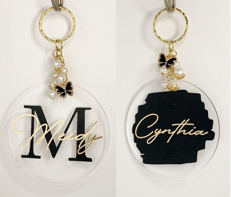 Gold name clearance keychain