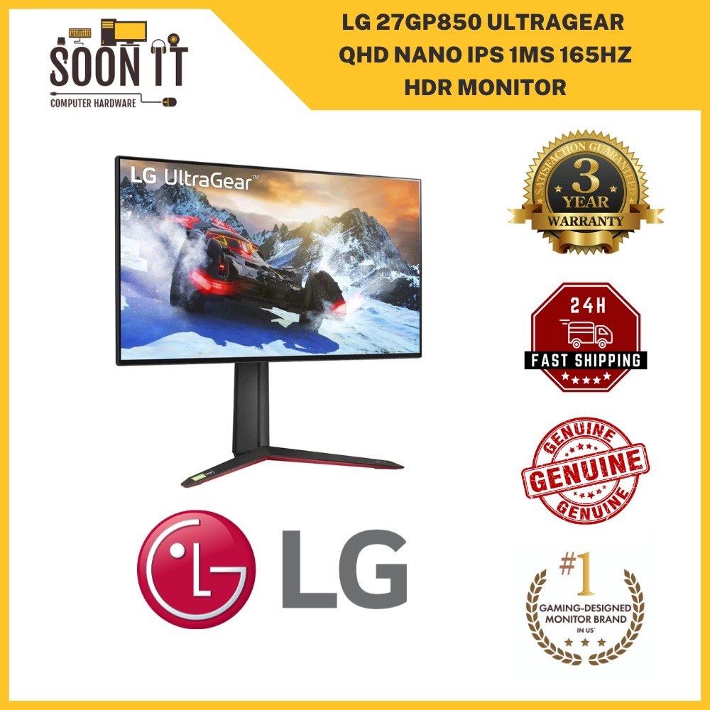 LG 27GP850-B 27 in. 16-9 Ratio 2560 x 1440 Resolution Adaptive-Sync QHD 165  Hz HDR IPS Gaming Monitor 