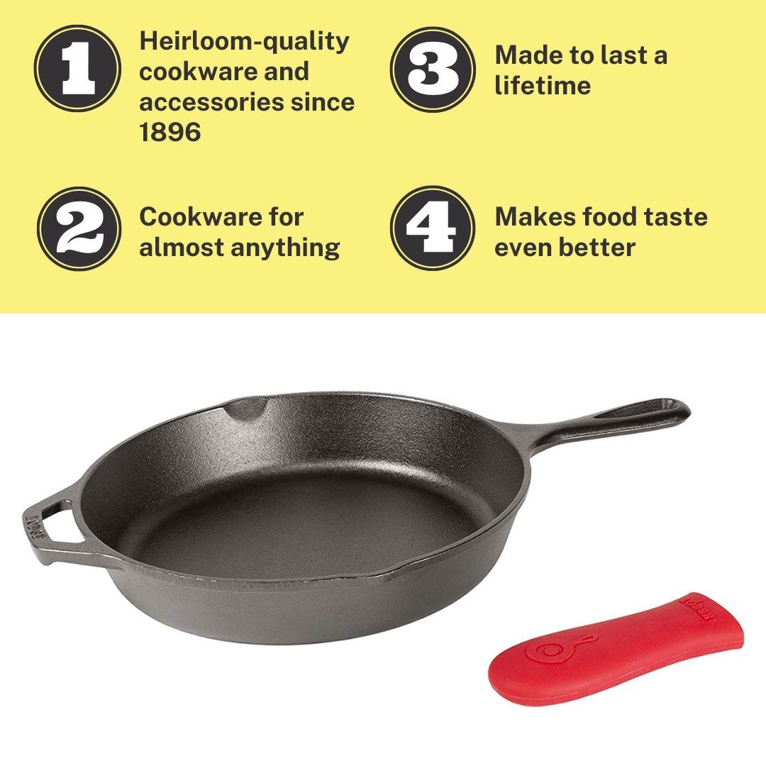 10.25-Inch/26 cm Cast Iron Skillet Set, Silicone Handle Holders