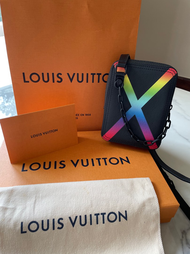 Louis Vuitton Virgil Abloh Rainbow x and Black Taiga Danube PM Black Hardware, 2019, Handbag