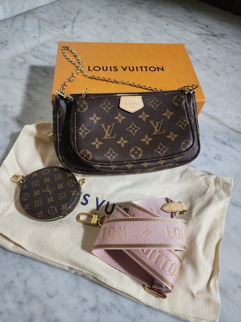 Louis Vuitton Multi Pochette Accessoire Coin Purse Pouch M44840 Brown Pink