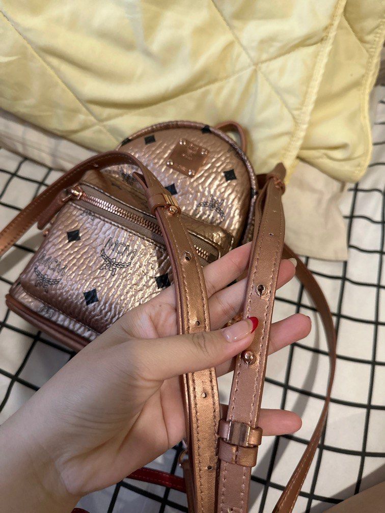 Jual Tas Branded Mcm backpack mini 18 cm rosegold Murah Kwalitas