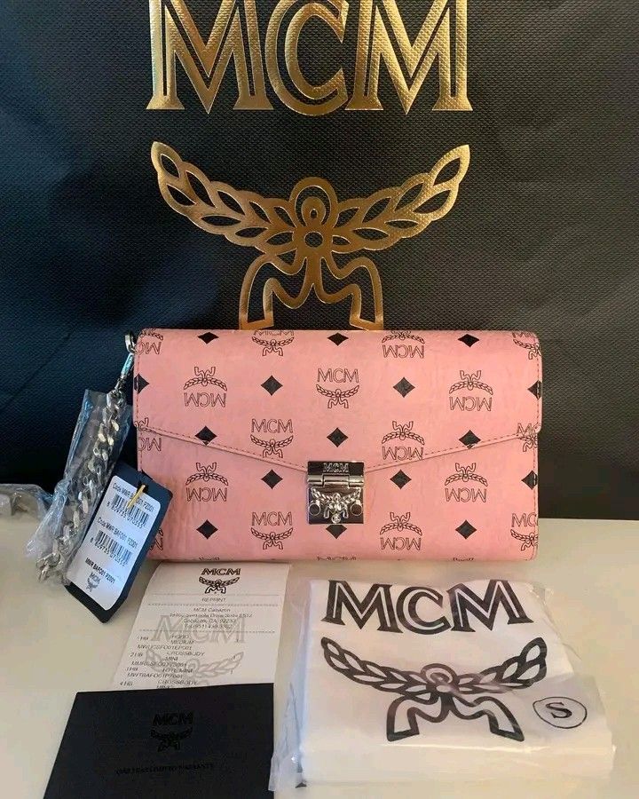 Mcm millie visetos canvas wallet on a chain store