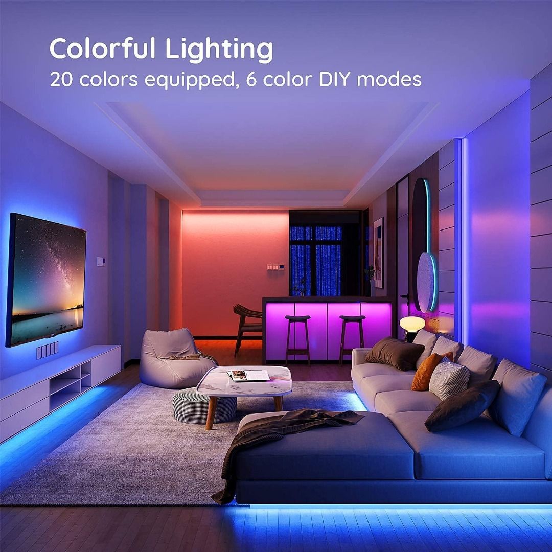 MINGER LED Strip Lights 10m, RGB Colour Changing LED Lights Kit with IR  Remote, 20 Colours, Lighting Modes and DIY for Home, Bedroom, Bar  Decoration, Furniture  Home Living, Lighting 