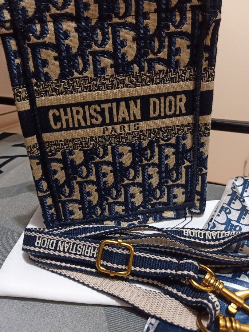 CHRISTIAN DIOR Oblique Mini Book Tote Phone Bag Blue 1293312