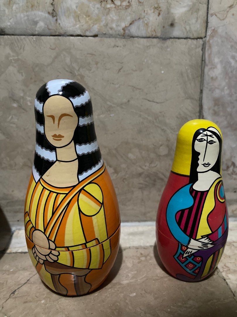 Mona Lisa Nesting Babushka Dolls (Category: Other Home Decor) located in Quezon City. Submitted by jennybug (Listing ID 1201717179, Image 3). Description: Mona Lisa nesting babushka dolls Total 7 dolls Made of wood Made by Pylones Stored only Price still negotiable GCash, COD, Maya.