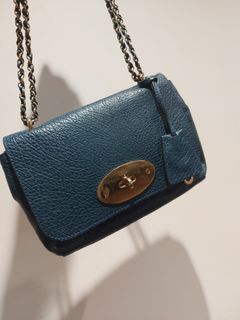 正品Mulberry 深藍色Lily側背包