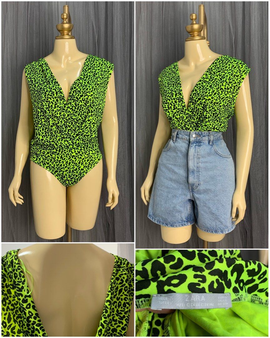 Neon green Zara bodysuit, Women's Fashion, Tops, Blouses on Carousell