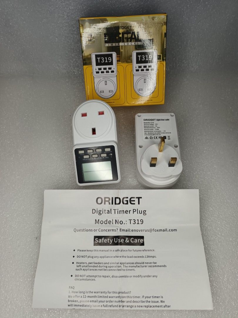 ORIDGET Digital Timer Plug, TV & Home Appliances, Electrical, Adaptors