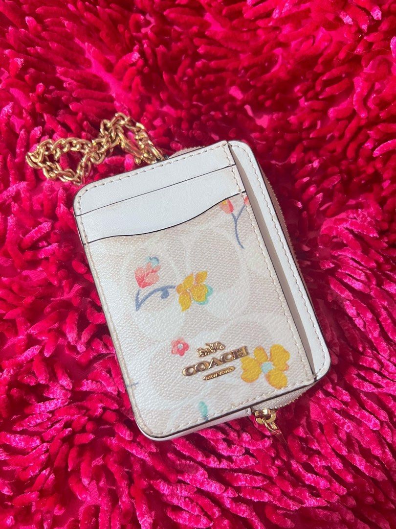 Zip card case in signature canvas with mystical floral print clearance
