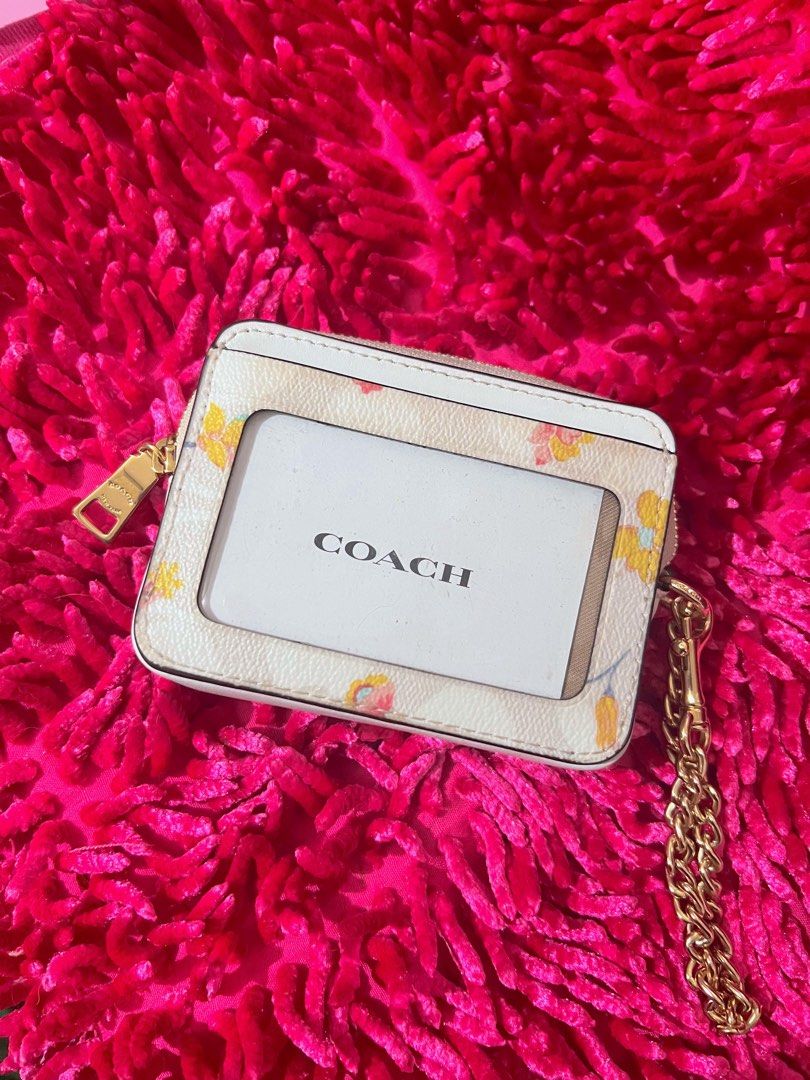 Zip card case in signature canvas with mystical floral print clearance
