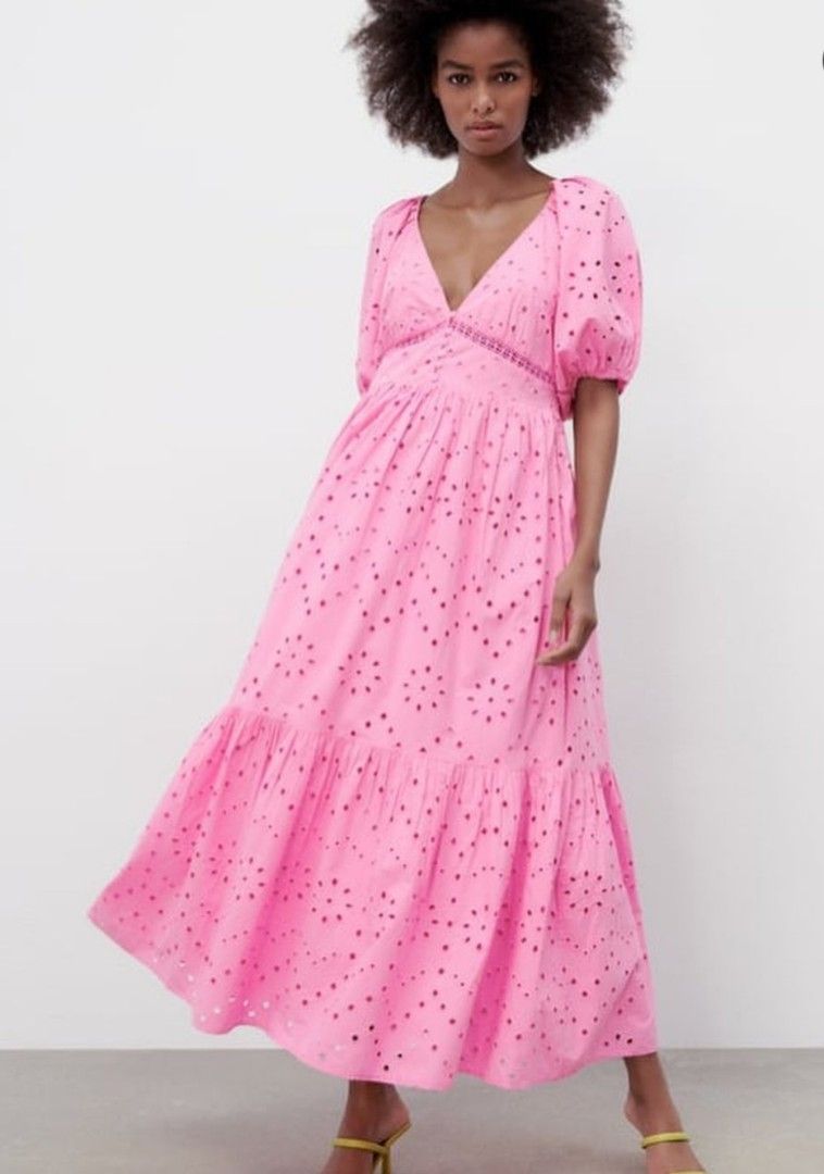 Original Zara Eyelet Midi Dress, Women's Fashion, Dresses & Sets