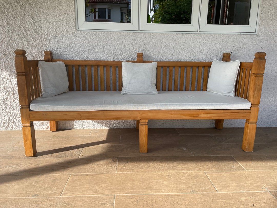 Outdoor wooden sofa bench, Furniture & Home Living, Outdoor Furniture