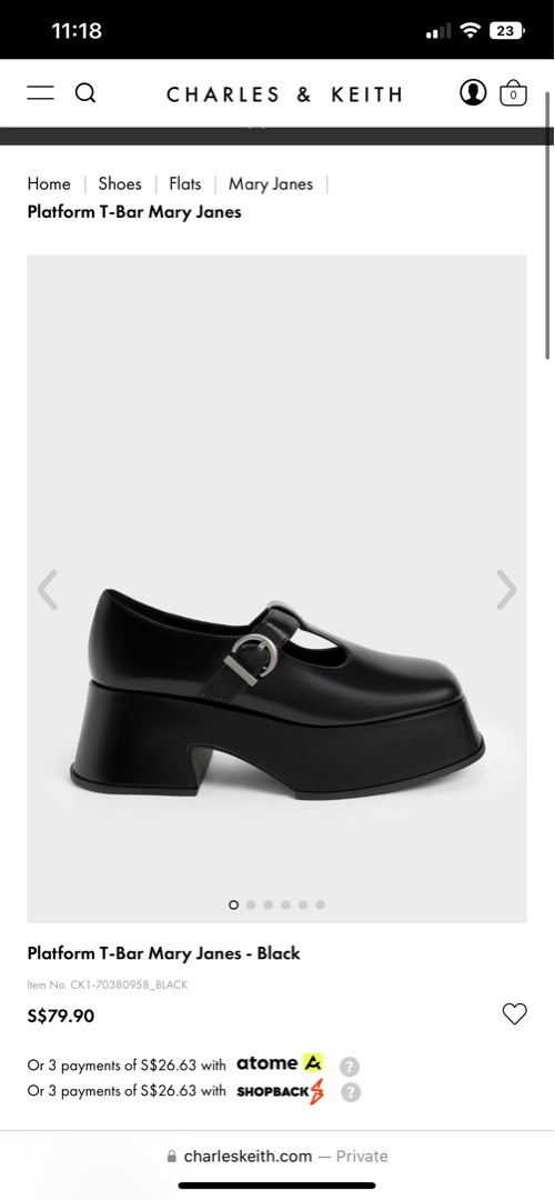 Platform T bar Mary Janes Black Charles and Keith Women s