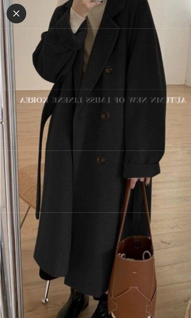 Plus size elegant winter coat black Women s Fashion Coats