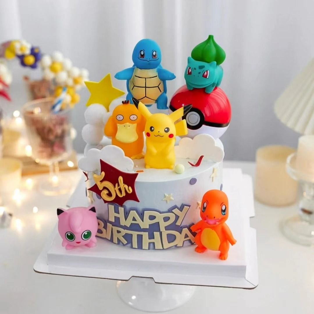6pcs/set Anime Pokemon Pikachu Figures Cake Decoration Model Toys