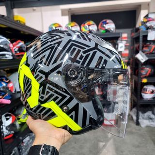 PSB APPROVED ✔️ kyt hellcat neon yellow open face motorcycle helmet