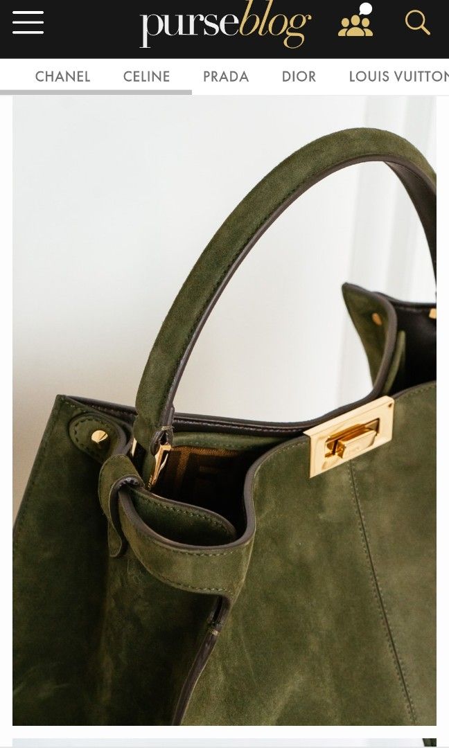 Rare BNWT Fendi Peekaboo X Lite in green suede leather