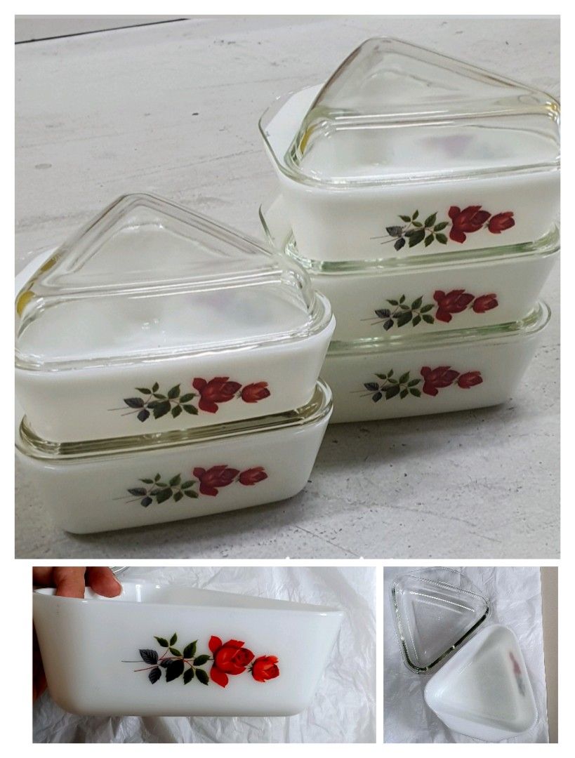 Rare Pyrex June Rose with cover (triangle) - $60 each, Furniture & Home ...