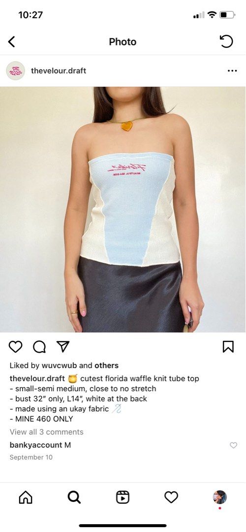 Women Blue Washed Front Stud Work Tube Top